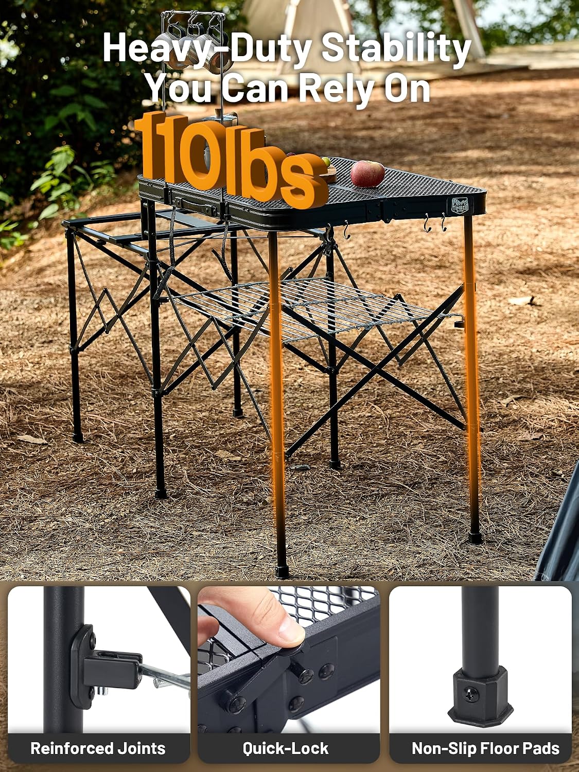 TIMBER RIDGE 56" Portable Camp Kitchen Station Folding Outdoor Grill Table