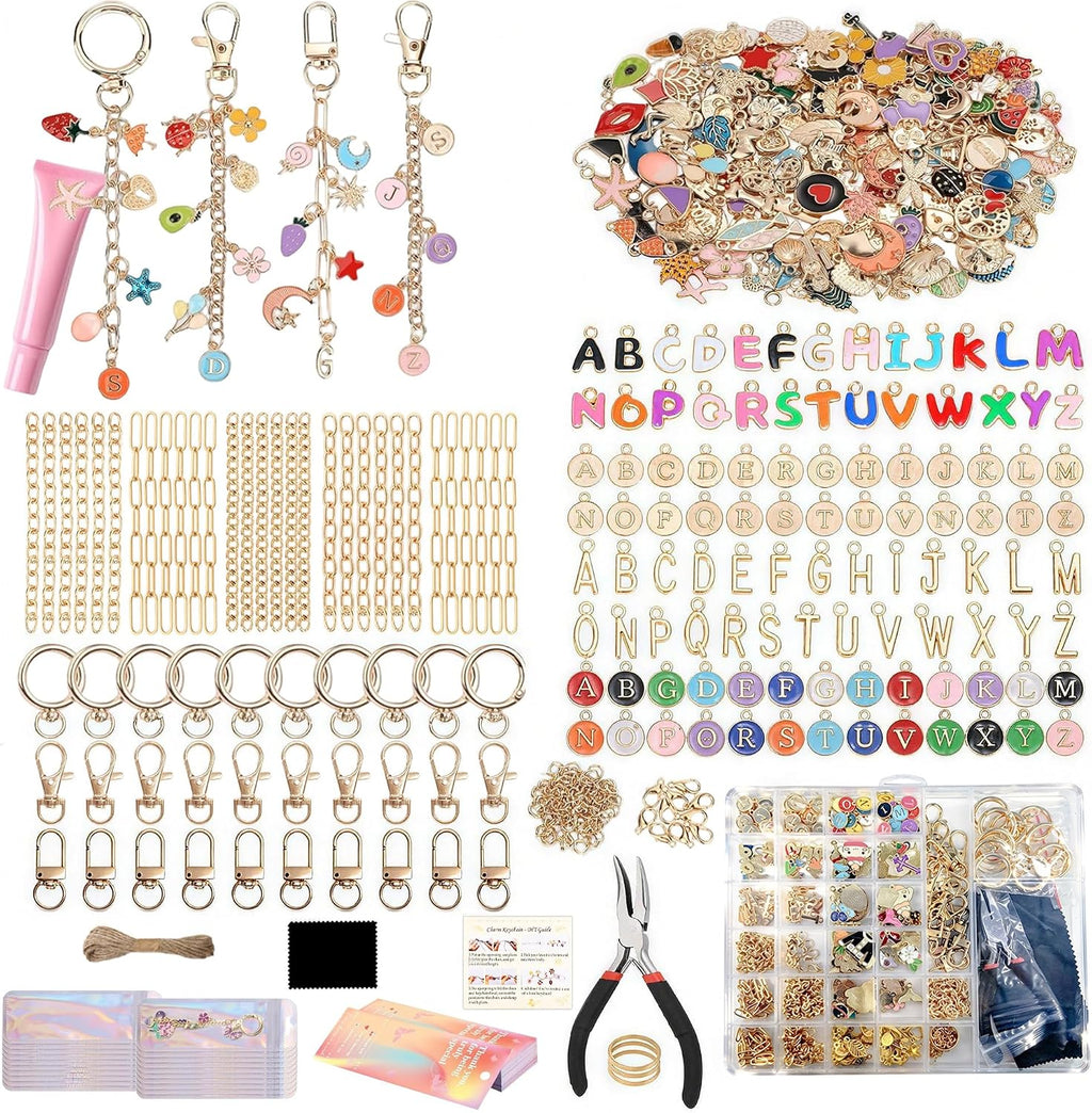 Lemosyu 563pcs Charms Lip Gloss Keychain Making Kit for DIY Craft, Gifts
