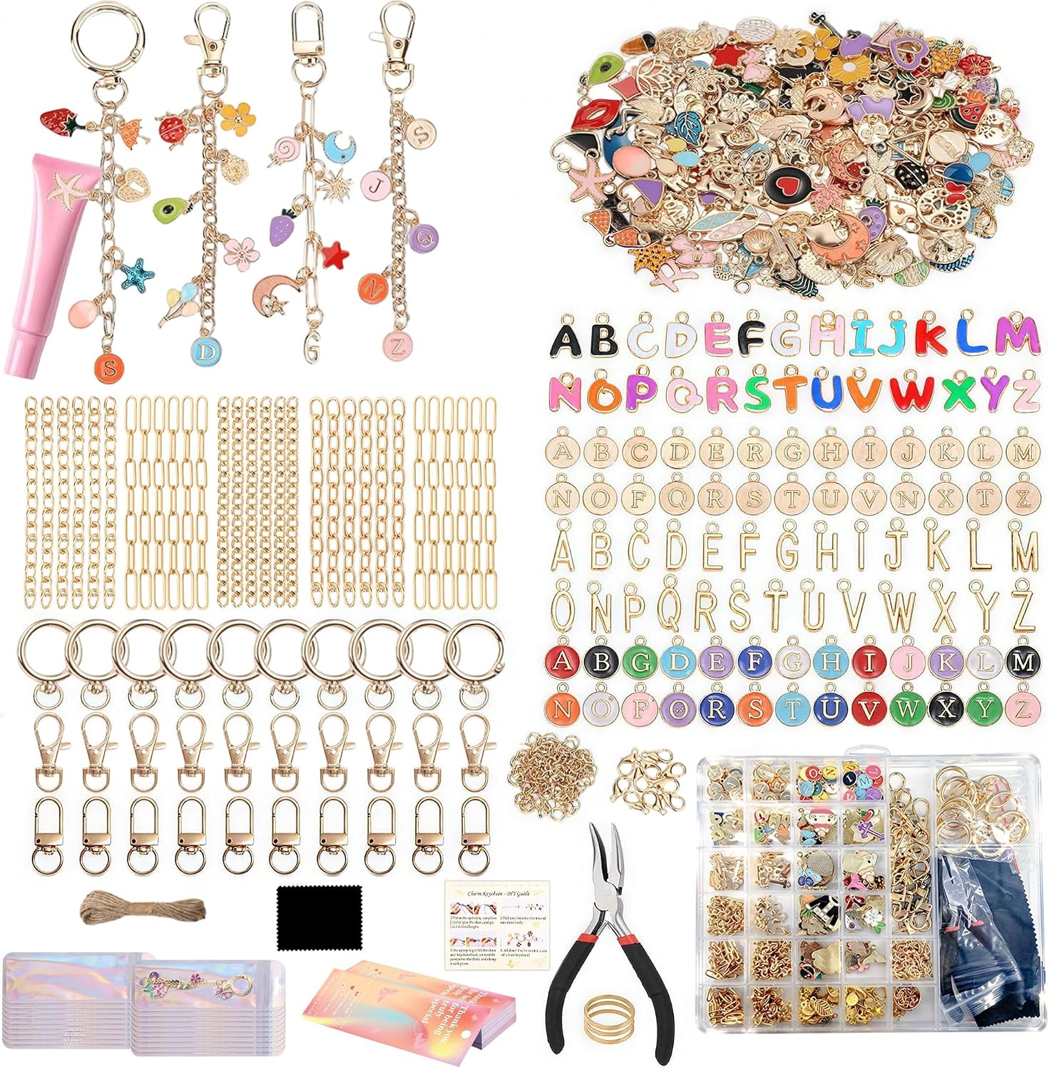 Lemosyu 563pcs Charms Lip Gloss Keychain Making Kit for DIY Craft, Gifts
