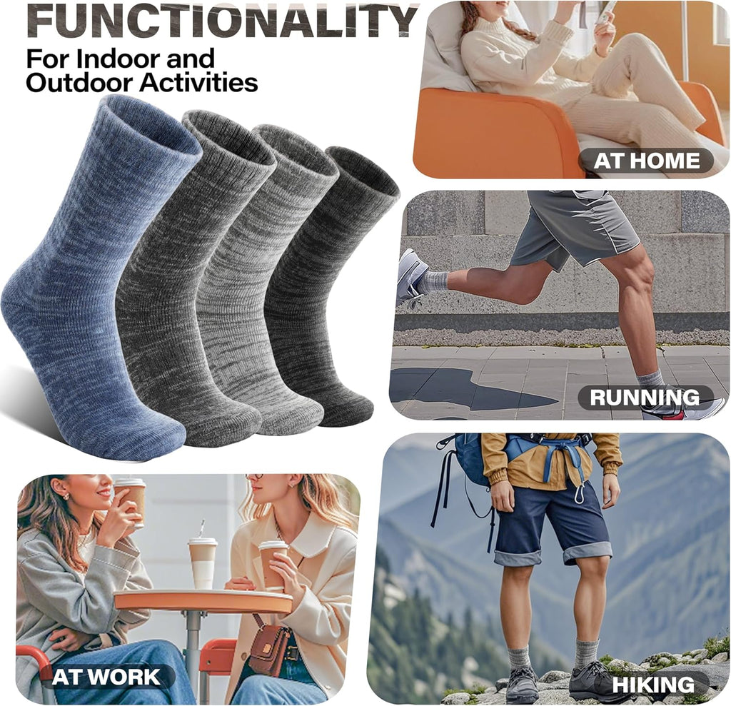 Anlisim Merino Wool Hiking Socks, Boot Crew Work Socks for Women Men