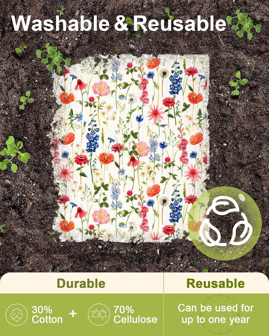 Miss Adola 6 Pack Swedish Dishcloths for Kitchen - Reusable Dish Cloths for Washing Dishes Absorbent Cute Funny Kitchen Towels Cleaning Sponge, Floral Bird