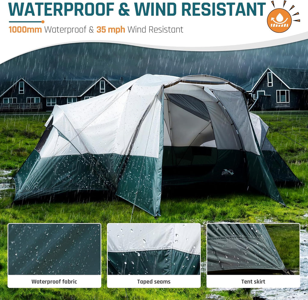 DMH OUTDOORS 8/11 Person Large Family Camping Tent Tunnel Tent with Porch