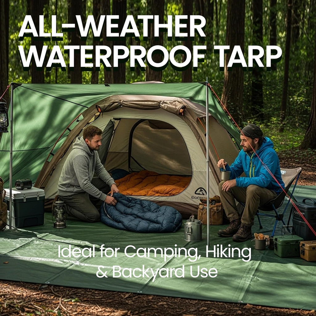 Thick Camping Tarp 12' x 20' 9-mil Shelter Waterproof Tarps for Boat Pool Green