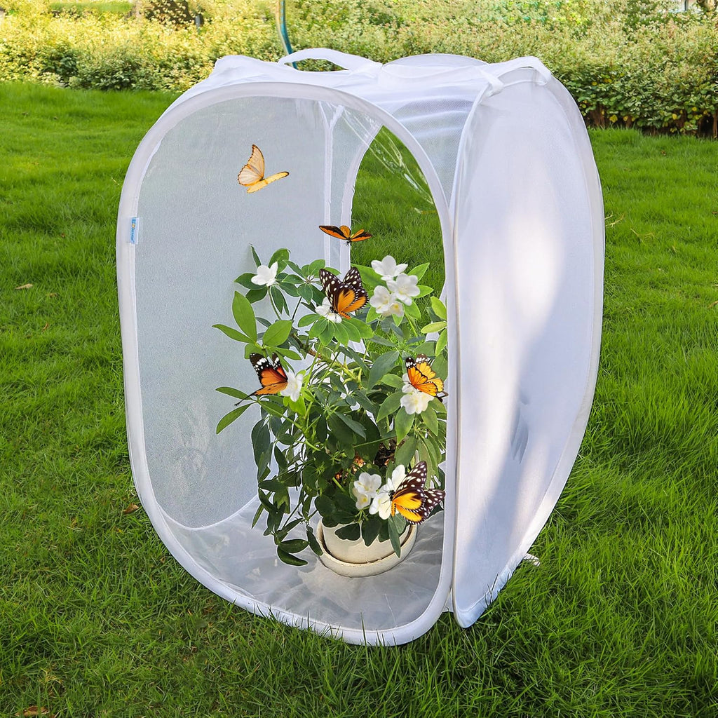 Pop-up Butterfly Habitat Cage Terrarium Clear Mesh Enclosure 2‑Pack