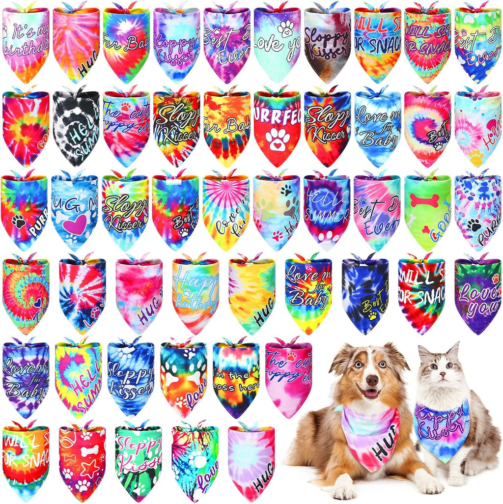 Huhumy 100 Pcs Paw Dog Bandanas Bulk Pet Paw Grooming Bandanas for Dogs