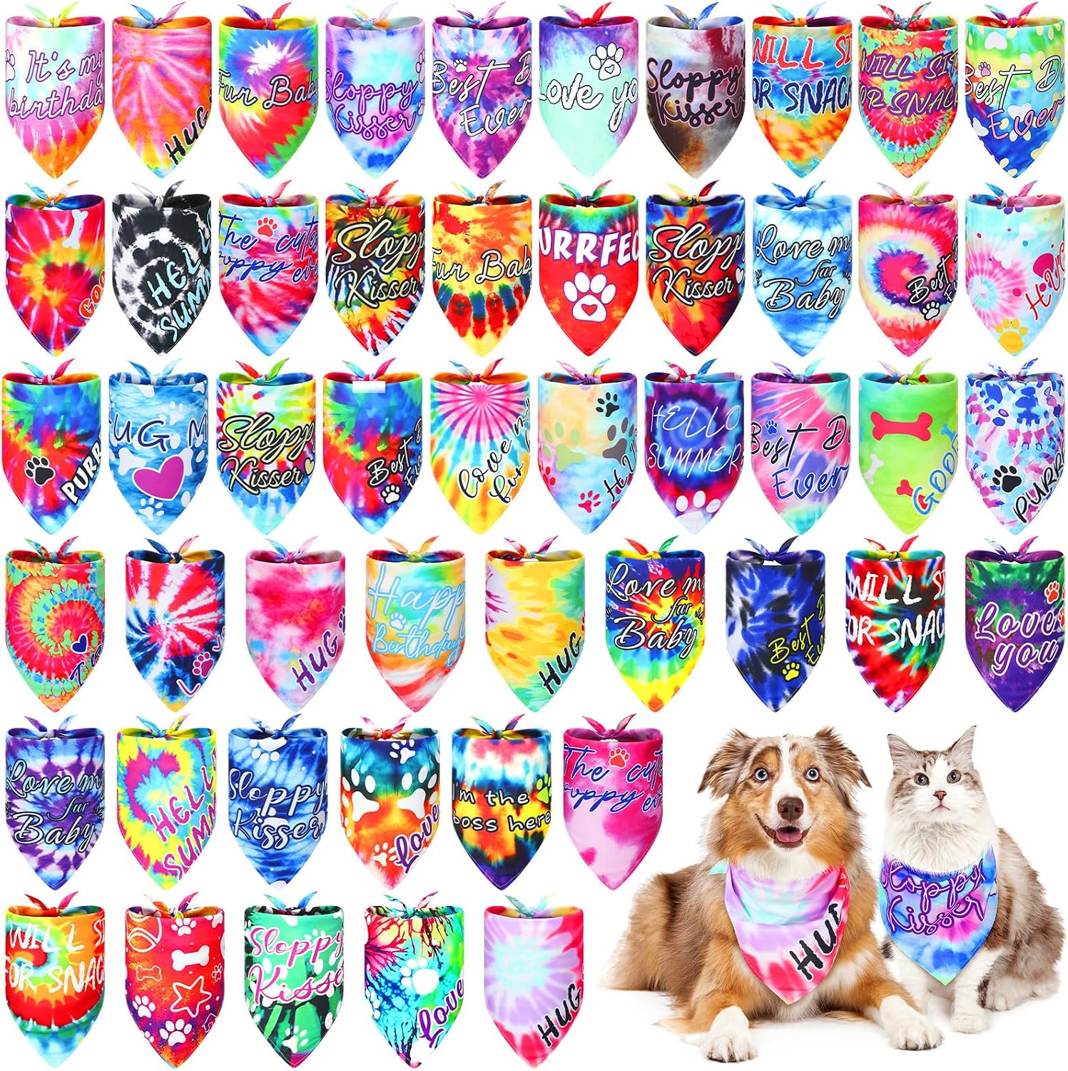 Huhumy 100 Pcs Donut Dog Bandanas Bulk Summer Donut Bandanas for Dogs
