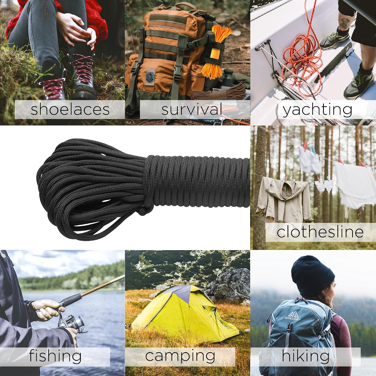 Paracord Rope 550 lb 4mm – Parachute Cord – Utility Camping Rope