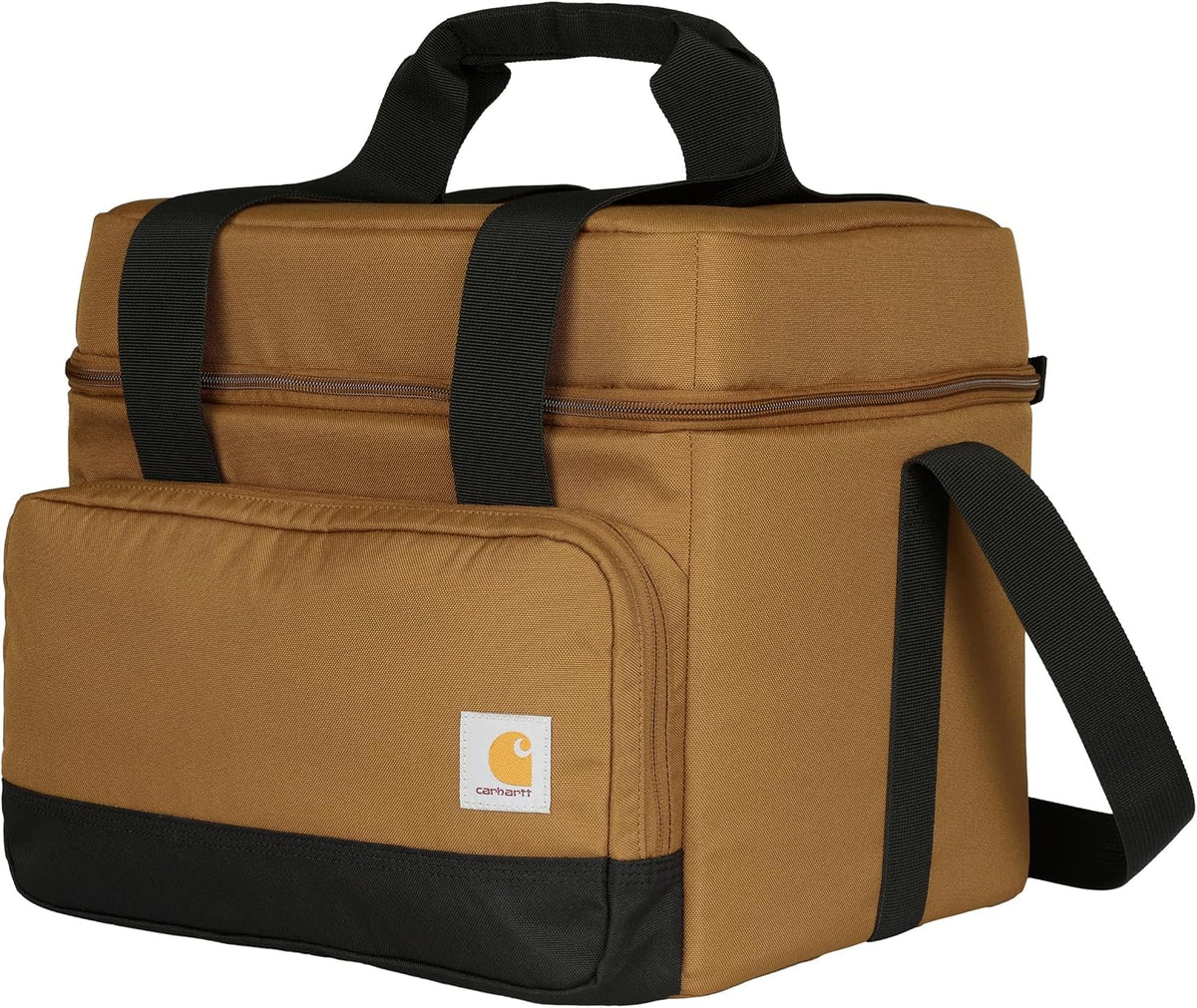 Carhartt Insulated Two Compartment Cooler, Durable Water Repellent Material W/Front Zippered Pocket for Camping, Beach & Travel