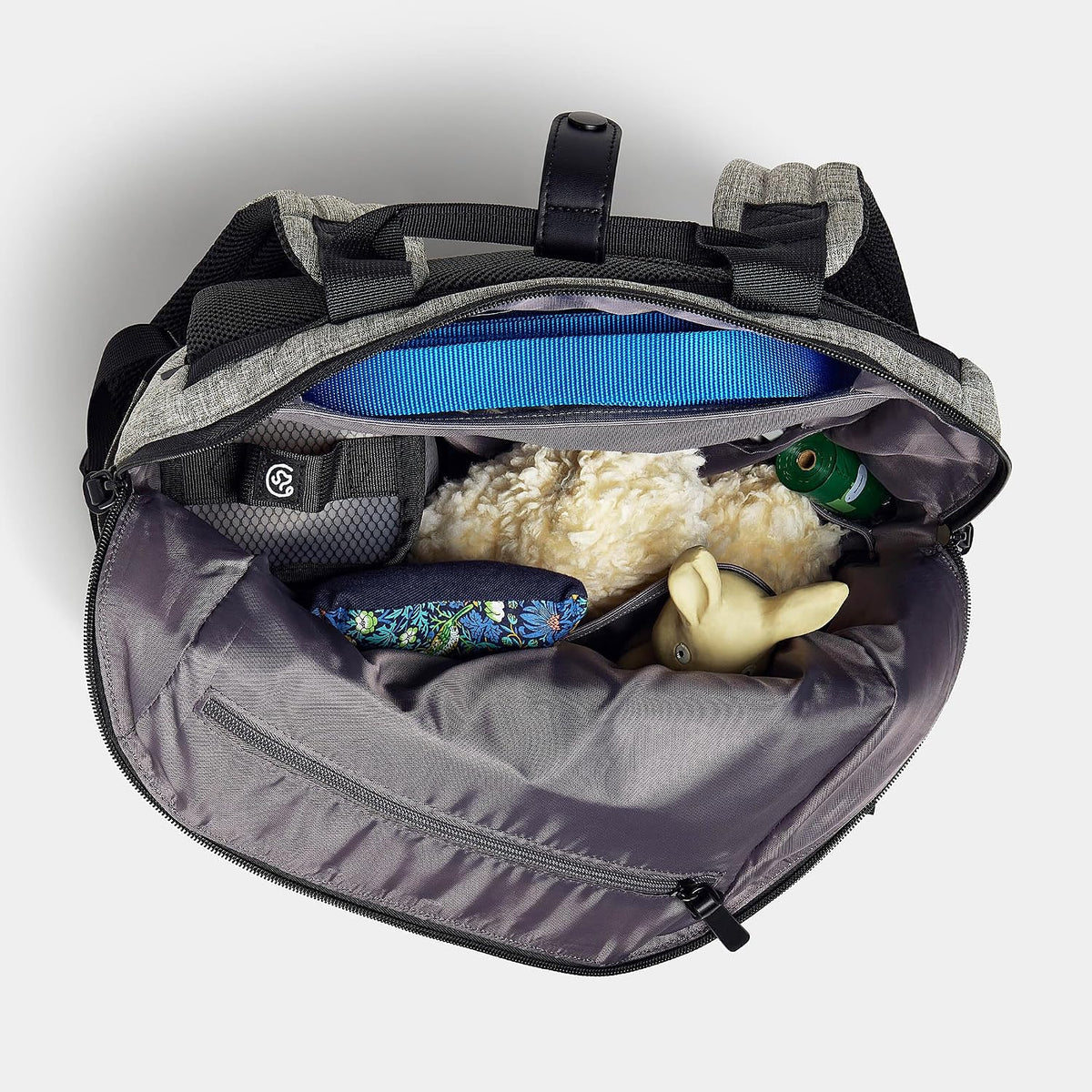 Cleverpup Porter 2-in-1 Dog Gear Travel Backpack - 10 Pockets, Heather Grey