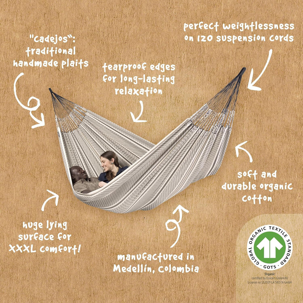 LA SIESTA Flora Blossom - Organic Cotton Family Classic Hammock Size King