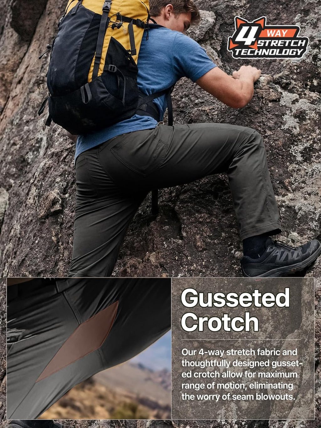 FREE SOLDIER Men's Outdoor Cargo Hiking Pants with Belt