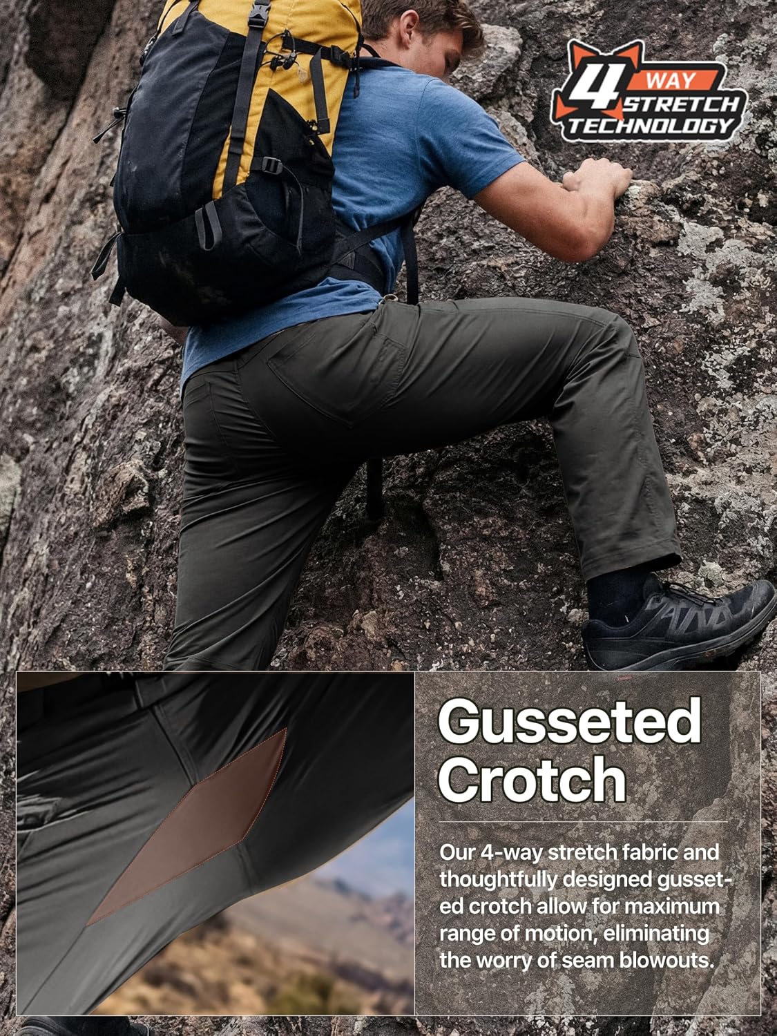 FREE SOLDIER Men's Outdoor Cargo Hiking Pants with Belt