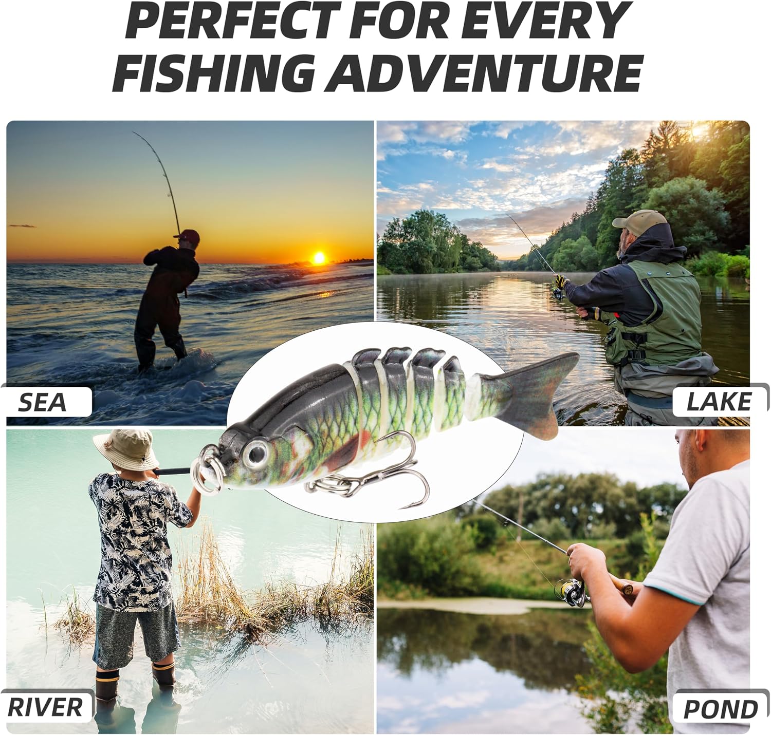 5PCS Lifelike Fishing Lures – Multi-Jointed Swimbait for Bass, Trout, Crappie, Walleye, Pike, Realistic Action with 3D Fish Eyes and Sharp Hooks, Perfect for Fishing Kits in Saltwater & Freshwater