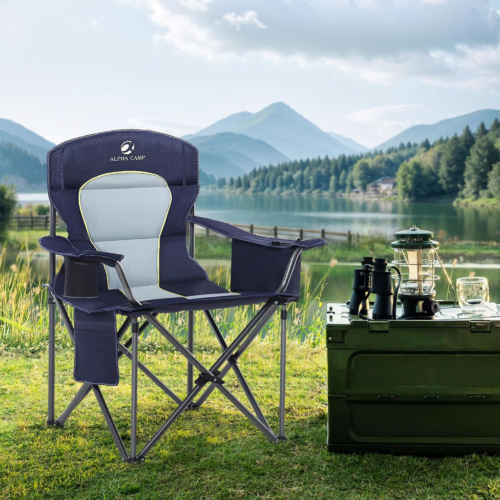 LET'S CAMP Oversized Folding Camping Chair Portable Outdoor Heavy Duty