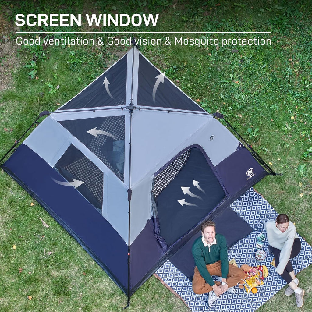 EVER ADVANCED 6 Person Camping Tent, Blackout Design Tent for Camping Instant Cabin Tents for Family with Rainfly, 60s Easy Setup, Water-Resistant
