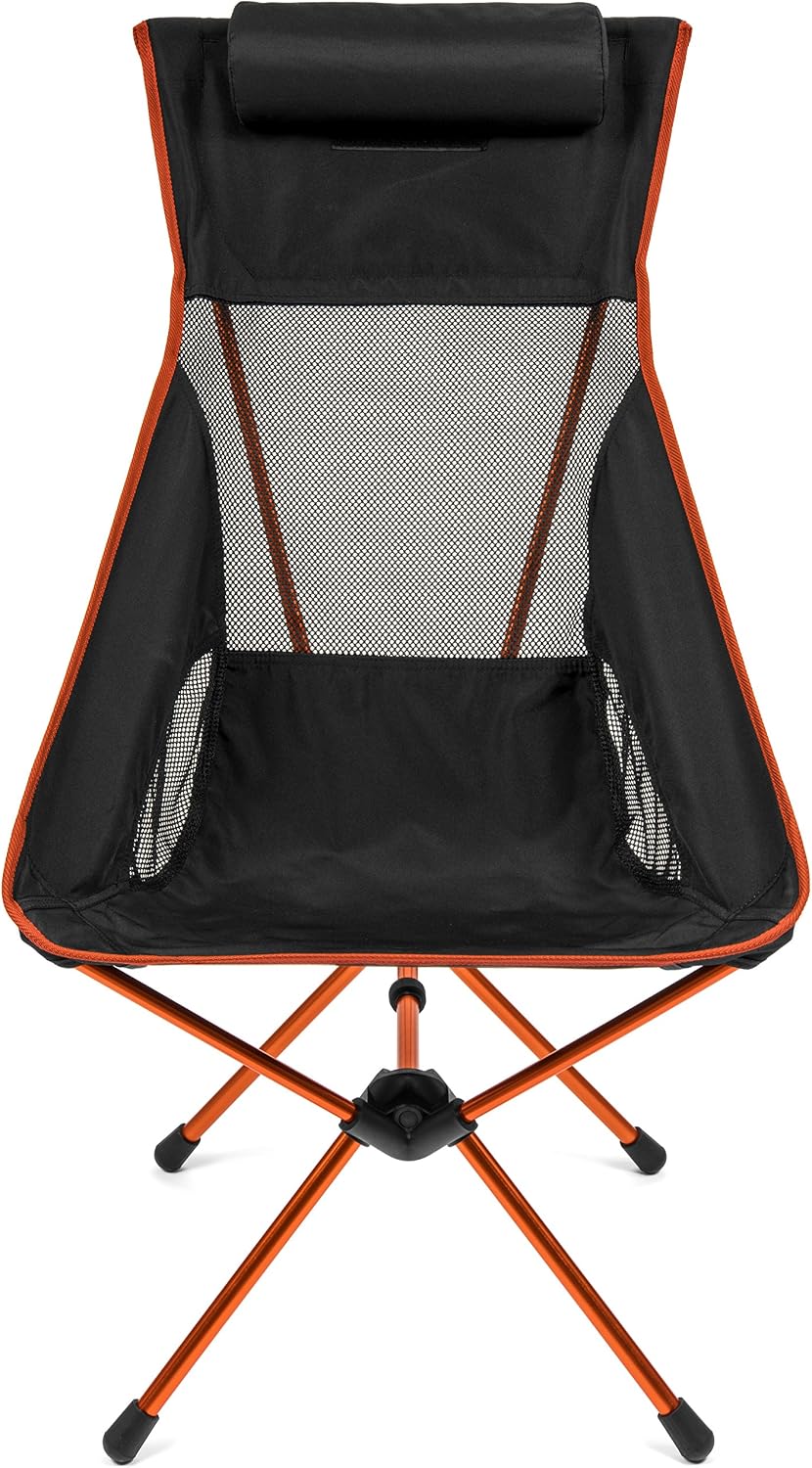 Cascade Mountain Tech Outdoor High Back Lightweight Camp Chair with Headrest and Carry Case - Black
