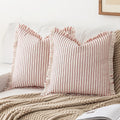 YEENAASY Throw Pillow Covers 18x18 Boho Striped Pillow Cases with Tassel
