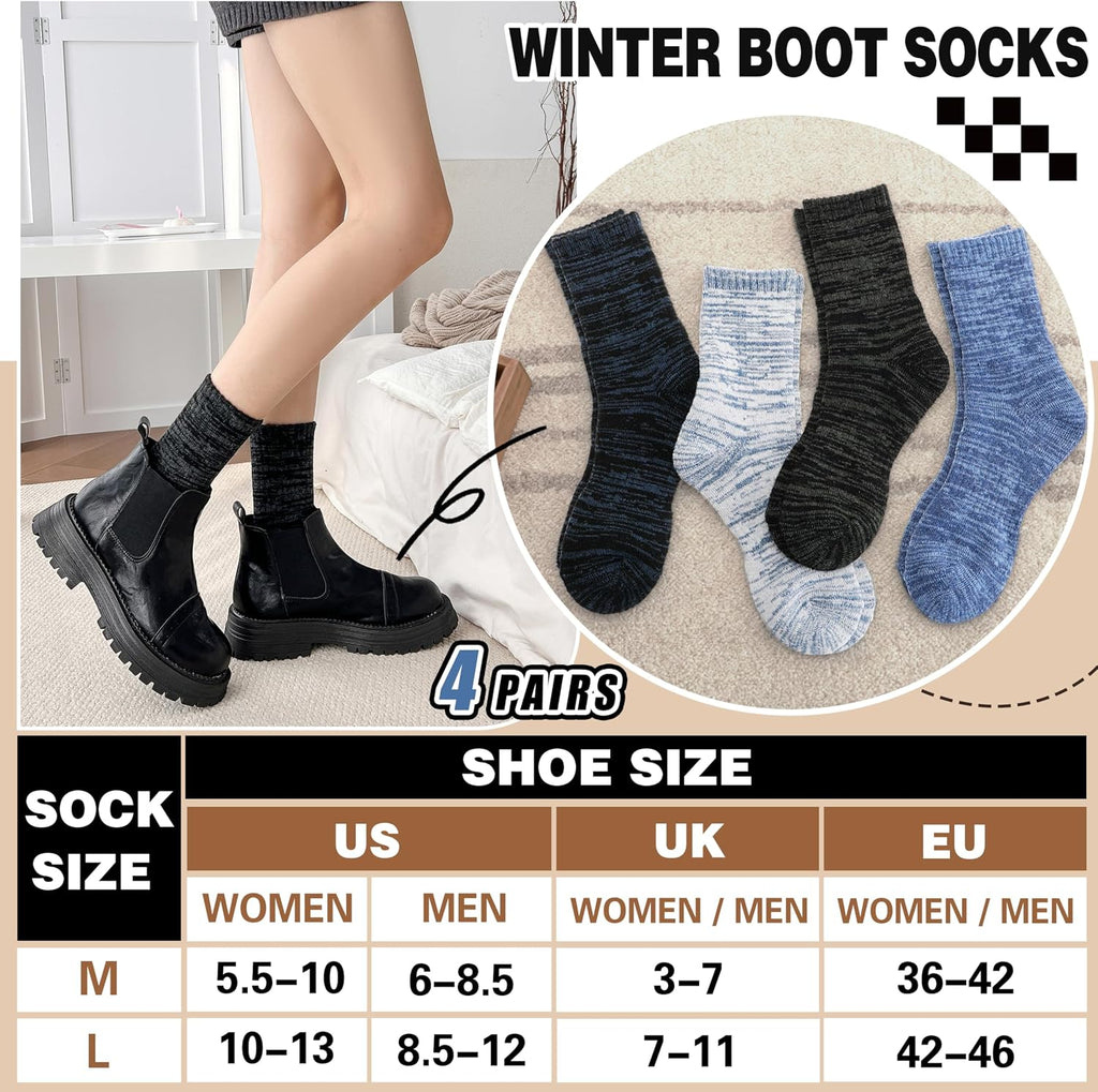 EBMORE Merino Wool Thermal Warm Winter Socks for Women Men