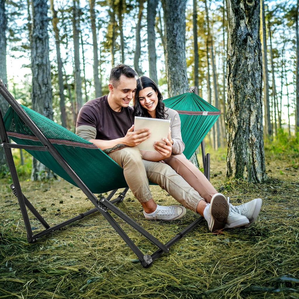 Tranquillo Double Hammock with Stand Included for 2 Persons, Peacock