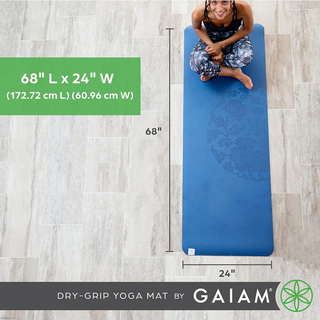Gaiam Dry-Grip Yoga Mat, Non-Slip, Hot Yoga