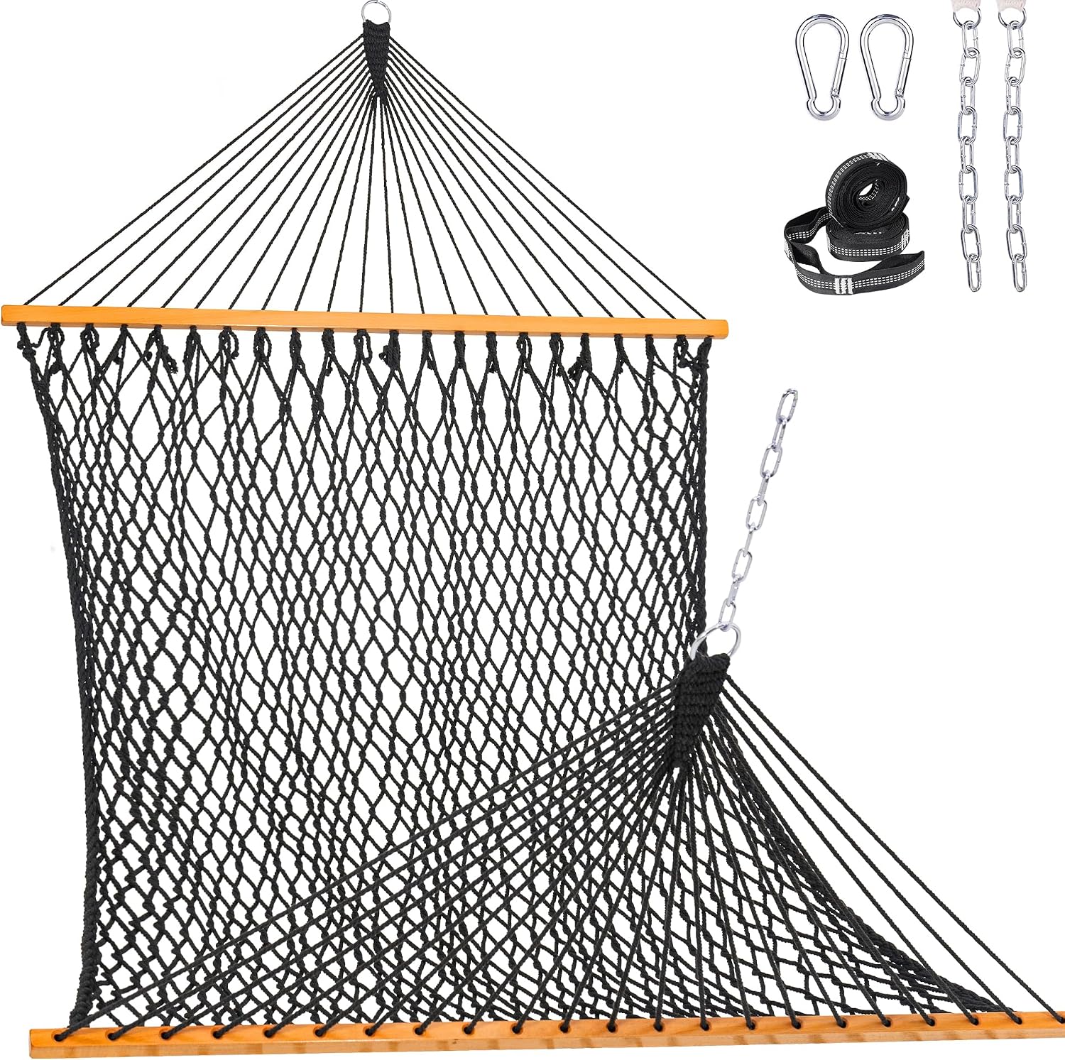 Lazy Daze Double Handwoven Rope Hammock for Outdoor Fits 12-13 Ft Stand