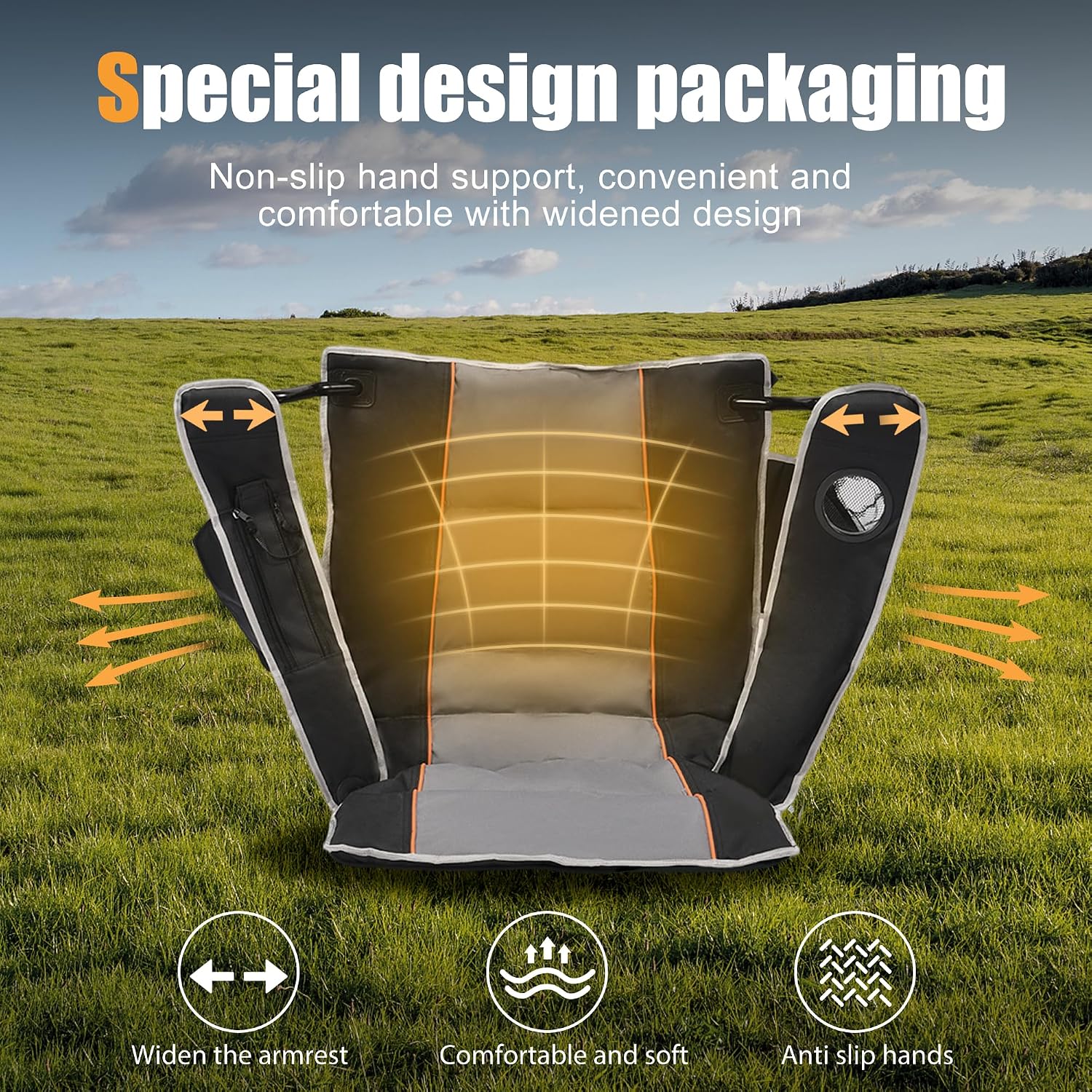XMT Premium Padded Folding Chair, Extra Wide & Heavy Duty 450lbs Capacity, Portable Camping Chair with Insulated Cooler, Cup Holder & Storage, Compact Foldable for Outdoor, Beach, Picnics