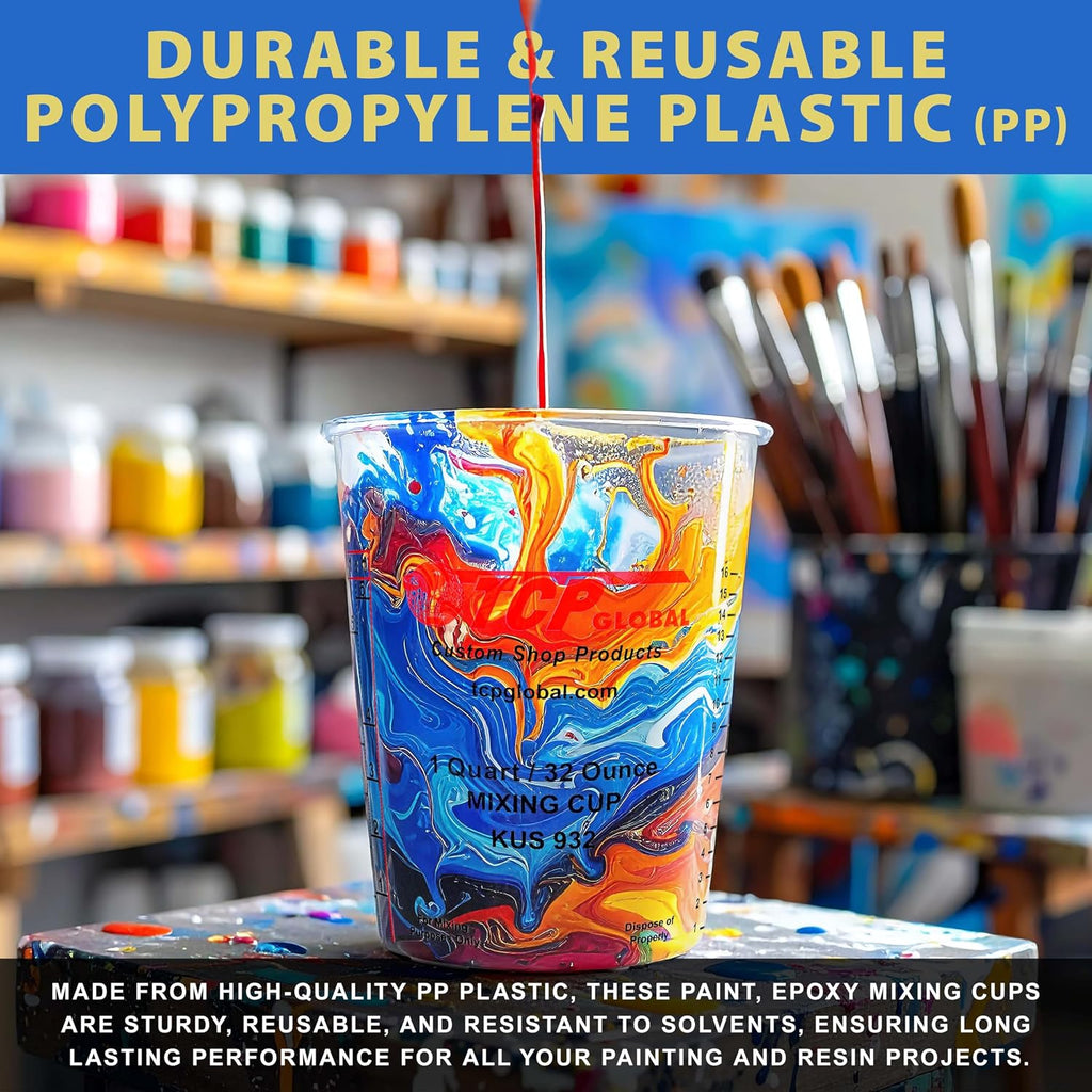 Custom Shop Paint Mixing Cups, 32-Ounce, Box of 100, Plastic Measuring Cups