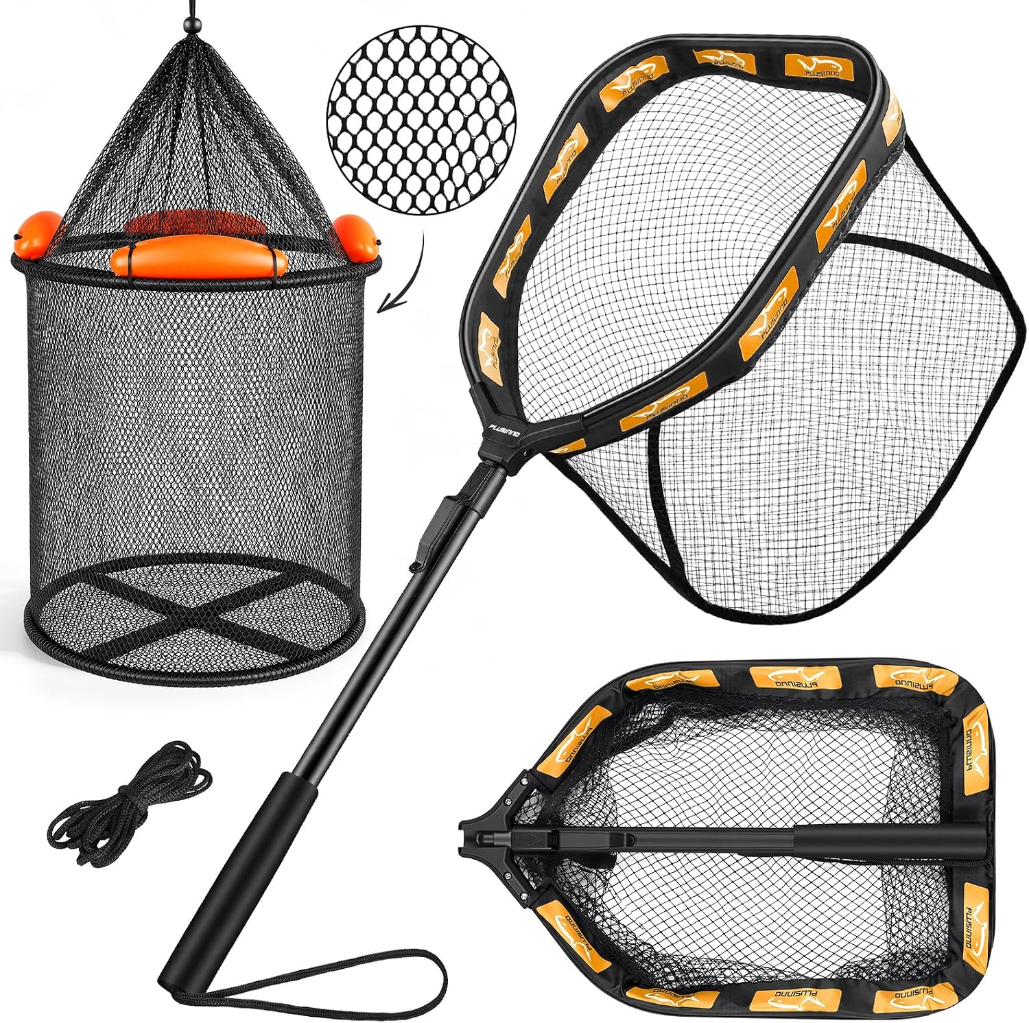 PLUSINNO Fishing Net with Floating Fish Basket, Kayak Fishing Accessories