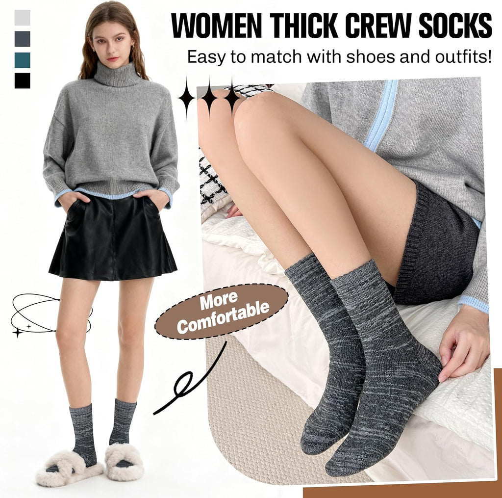 EBMORE Merino Wool Thermal Warm Winter Socks for Women Men