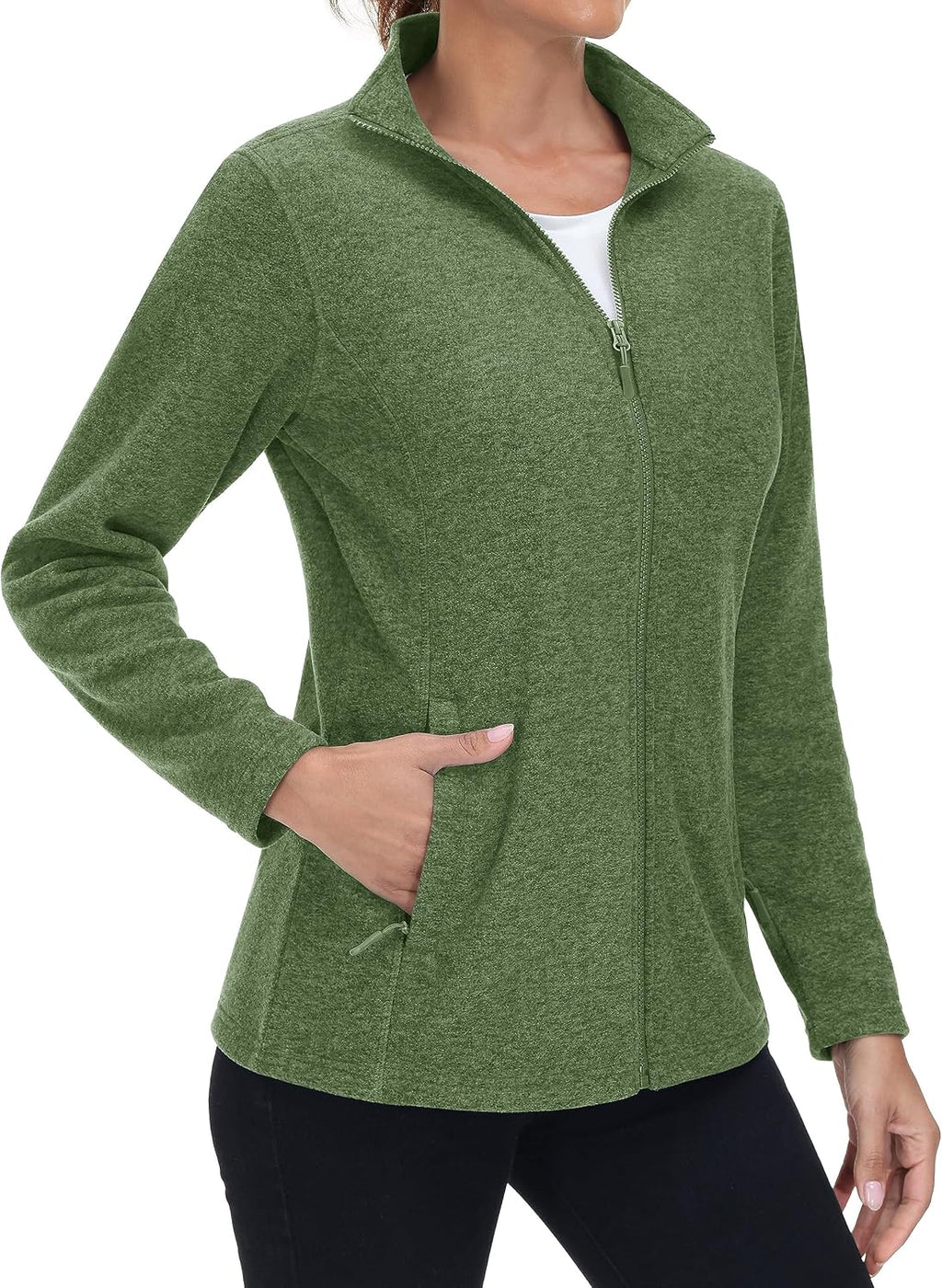 MAGCOMSEN Womens Fleece Zip Up Jacket with Pockets Lightweight Soft Coat
