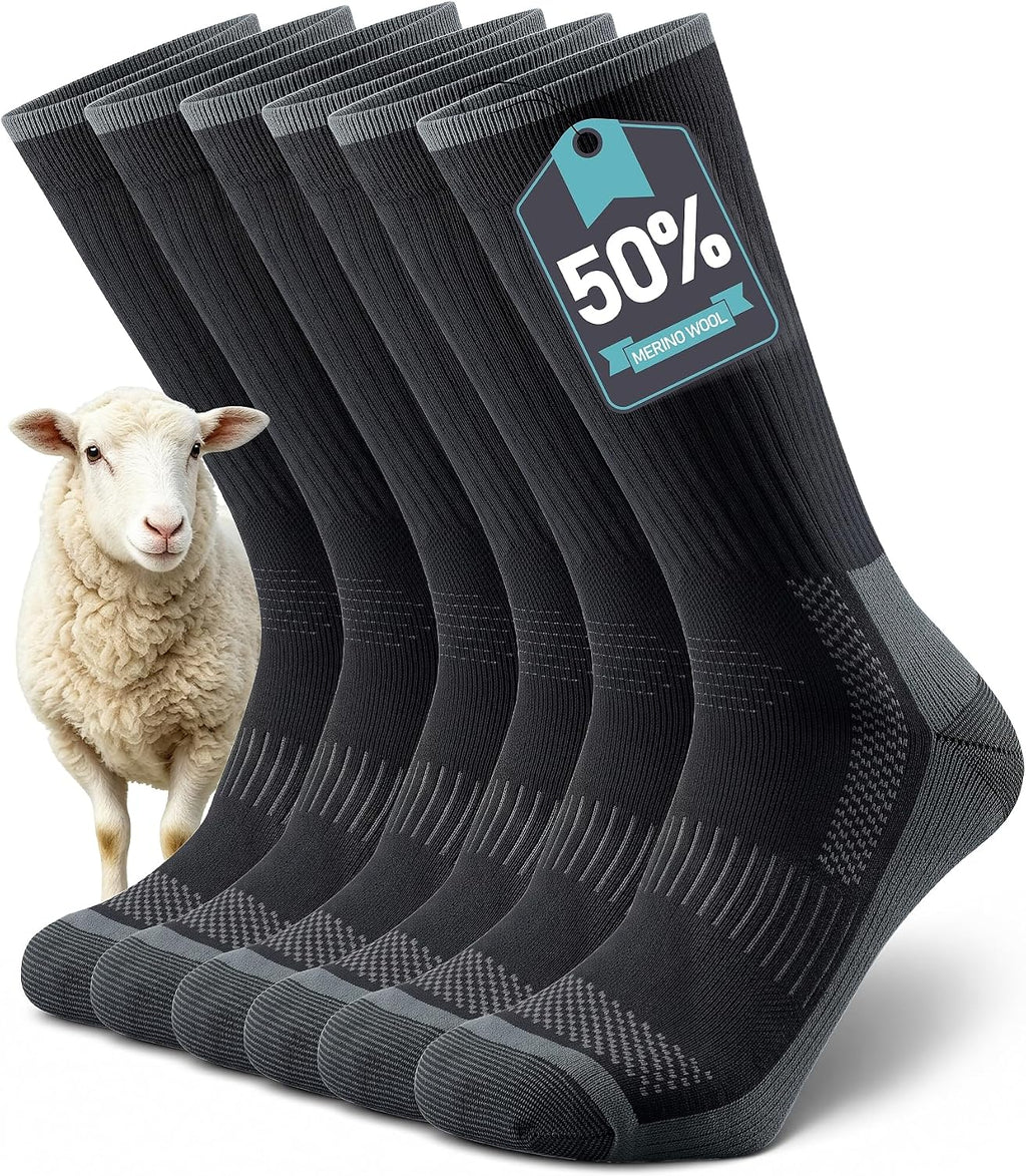 TANSTC Merino Wool Socks, Breathable Cushioned Hiking Socks