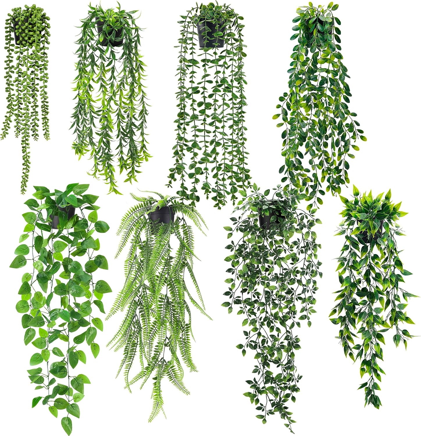 Der Rose 6Pcs Fake Plants Artificial Hanging Vines for Office Shelf Decor