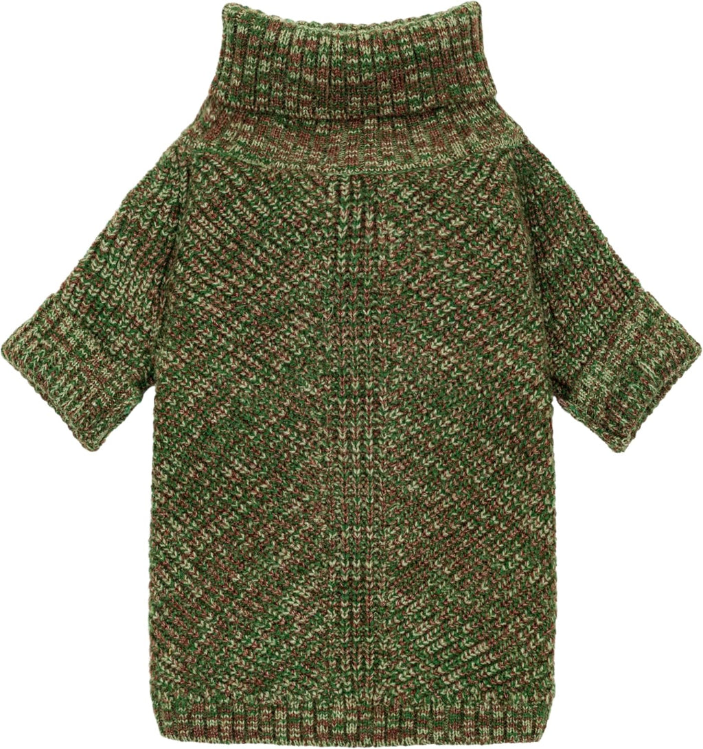 Fitwarm Knitted Turtleneck Dog Sweater, Thermal Dog Winter Clothes for Small Dogs Boy Girl, Holiday Pet Outfit, Heather Green, Medium