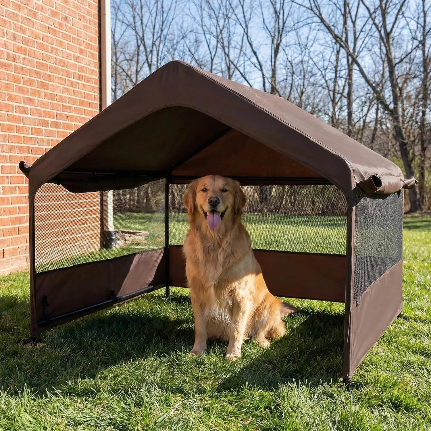 Outdoor Dog Tent, 4'x4'x3' Dog House Shade Shelter for Large Medium Pets
