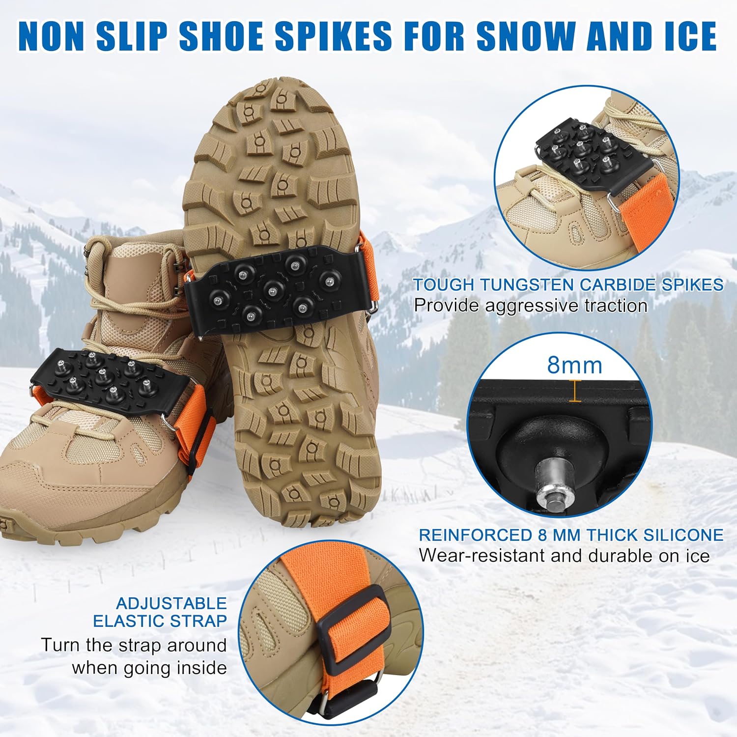 Mid-Sole Ice Cleats for Boots and Shoes Snow Traction Anti Slip Ice Crampon