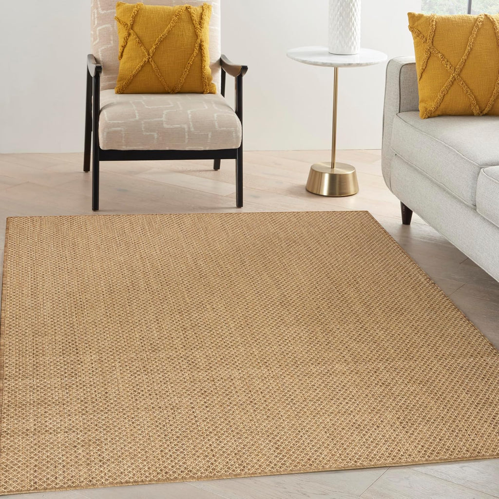 Nourison Home Courtyard Indoor Outdoor Area Rug, Jute, 5' x 7', Geometric
