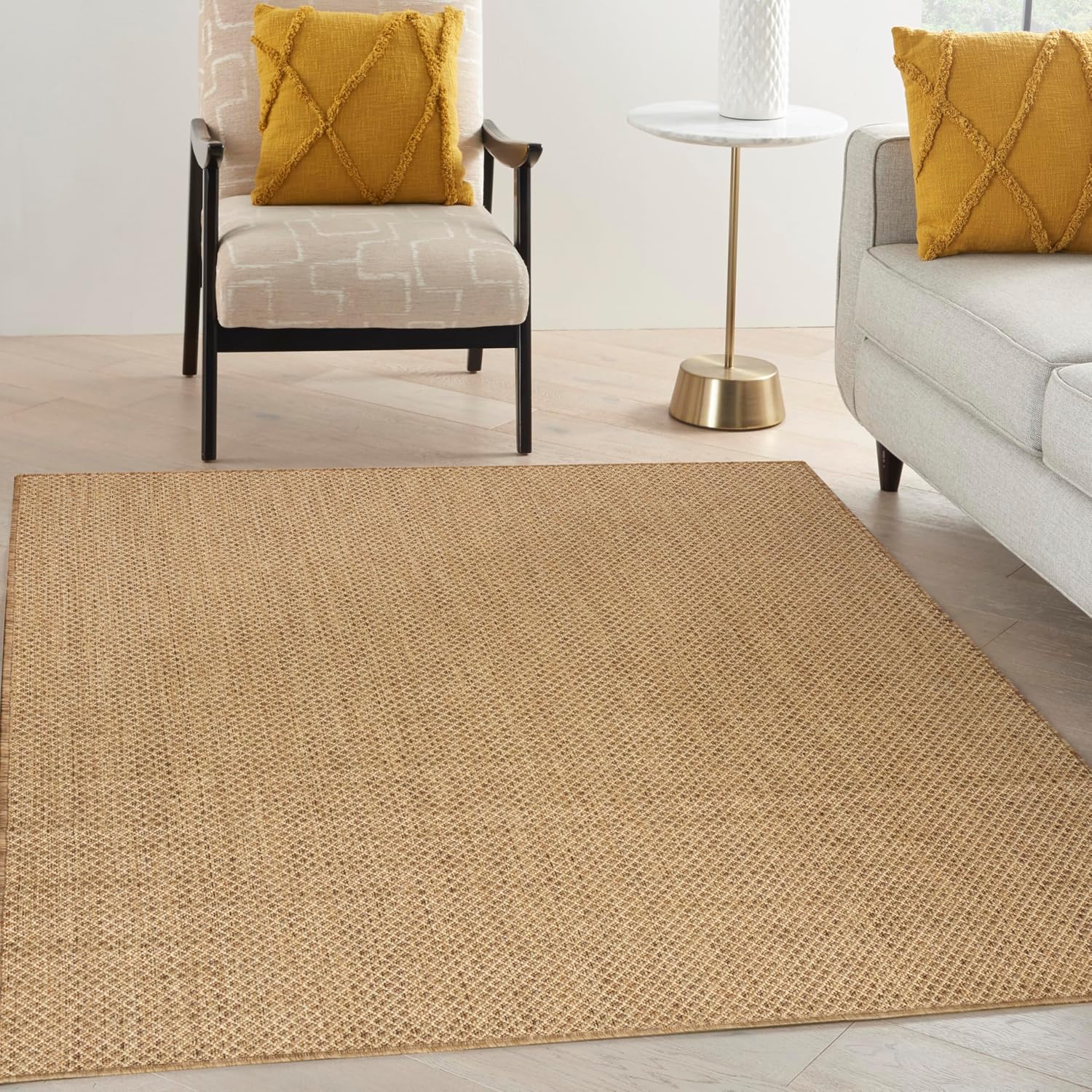 Nourison Home Courtyard Indoor Outdoor Area Rug, Jute, 5' x 7', Geometric