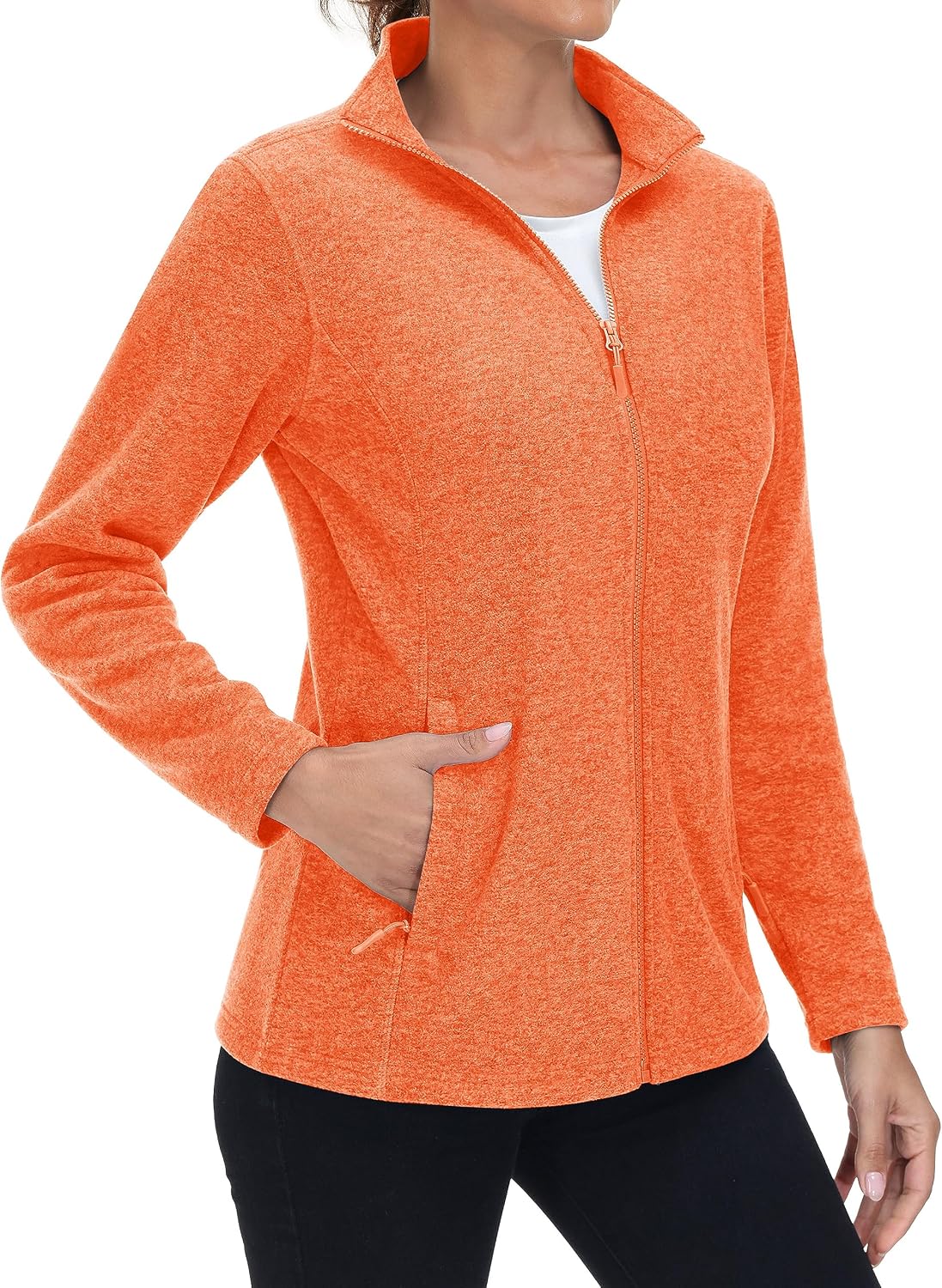 MAGCOMSEN Womens Fleece Zip Up Jacket with Pockets Lightweight Soft Coat