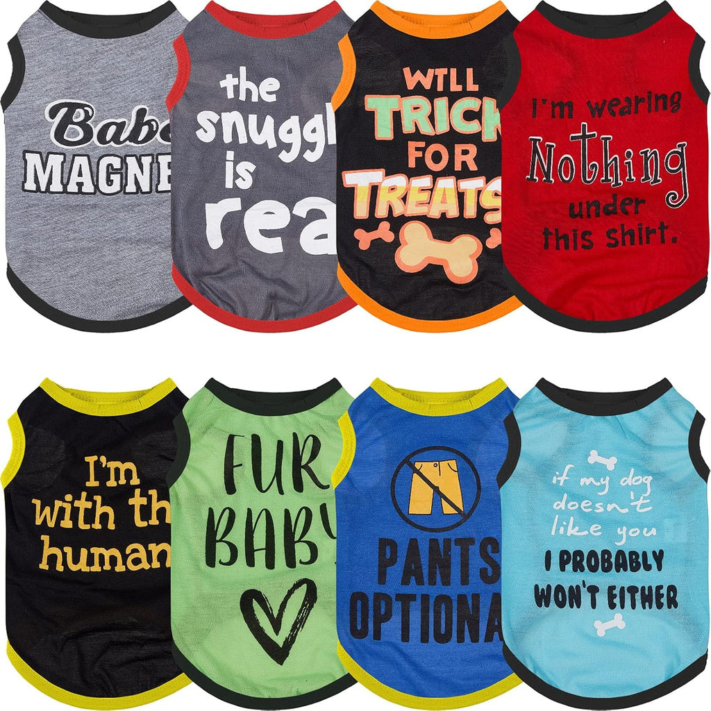 Saintrygo 8 Pcs Dog T-Shirts Printed Funny, Cute Pattern, Large