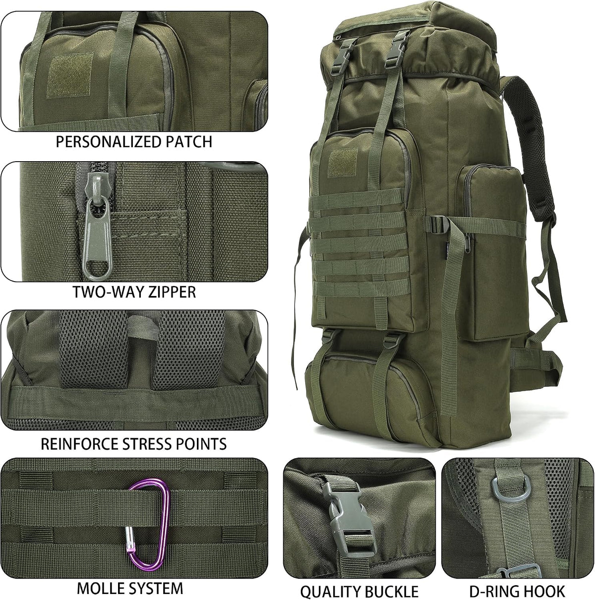 Hiking Backpack for Men 70L/100L Camping Backpack Military Rucksack Molle 3 Days Assault Pack for Climbing