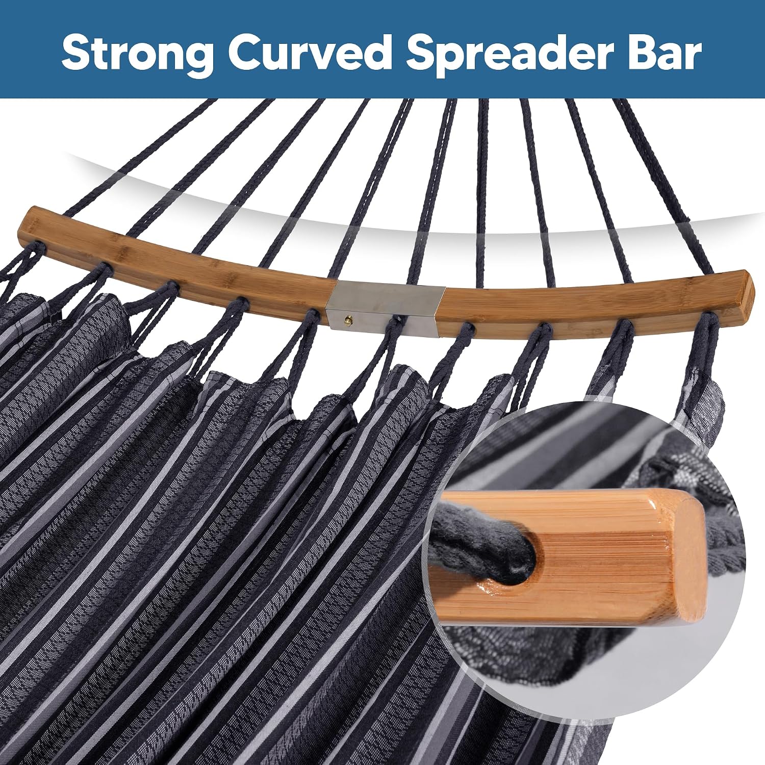 SUNCREAT Hammocks Double Hammock with Curved Spreader Bar, Dark Gray
