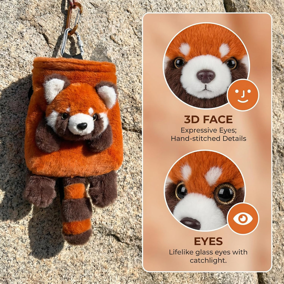 Rock Climbing Chalk BagMate, Cute Plush Animal Chalk Pouch with Drawstring Closure & Adjustable Belt, for Indoor Outdoor Bouldering Sport Climbing for Adults Kids