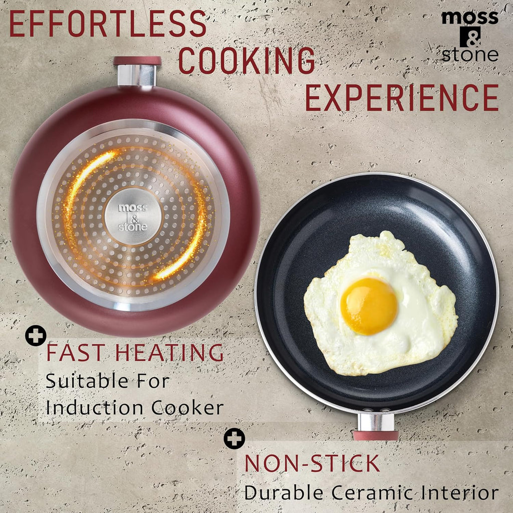 Moss & Stone Pots and Pans Set Nonstick, 6-Piece Induction Cookware Set