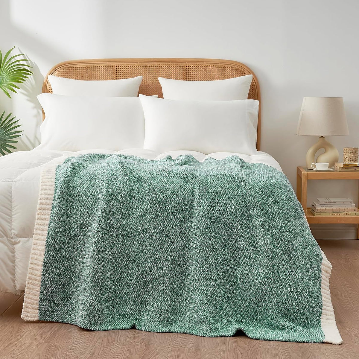 Snuggle Sac Green Throw Blanket, Ultra Soft Warm Blankets for Couch, Cozy Knit Fuzzy Plush Throws Blanket for Sofa, Bed,Living Room, Heather Green, 50x60 inches