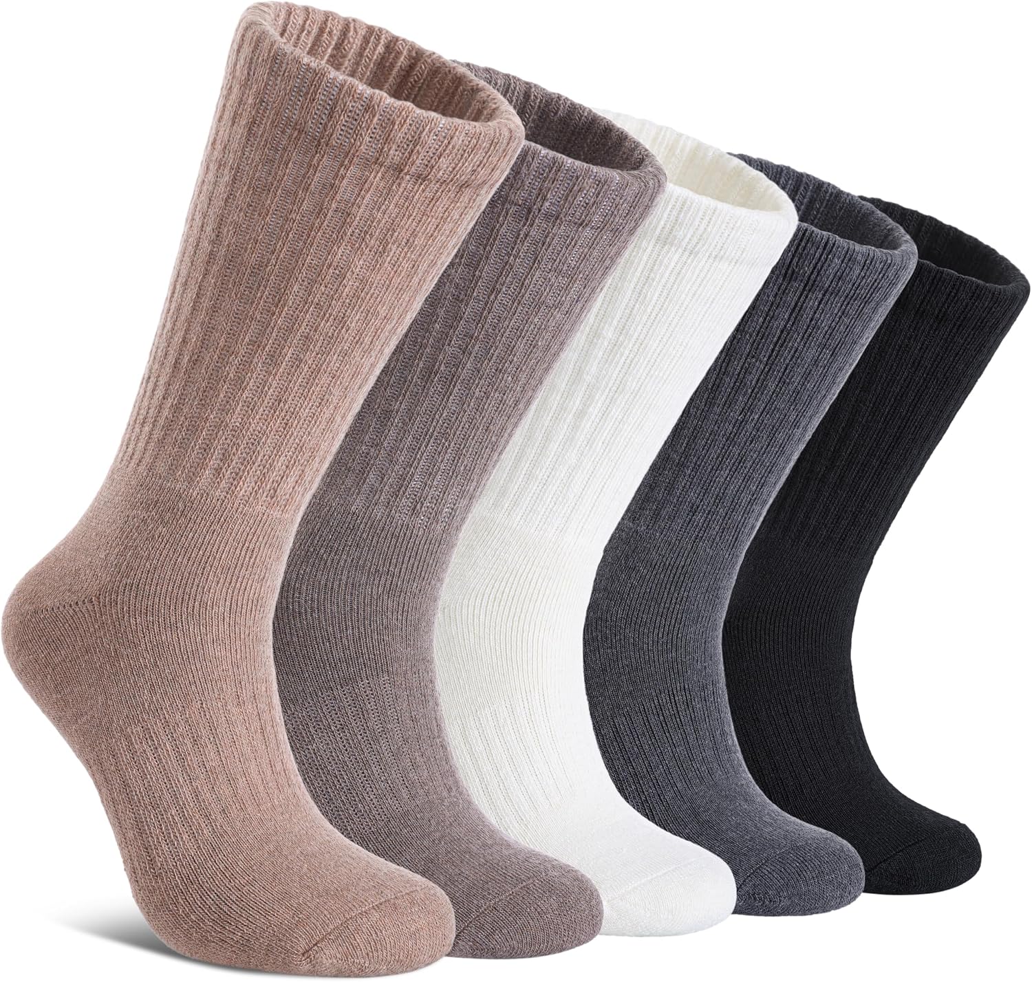 DYW Merino Wool Hiking Socks for Women Men Thermal Warm Winter Boot Crew Cushion Work Ladies Socks 5 Pairs