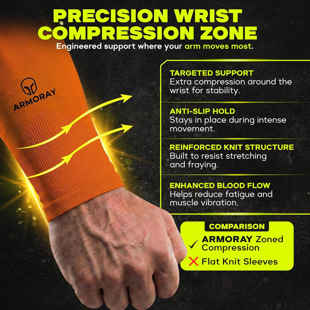 ARMORAY Arm Sleeves for Men and Women - UV Sun Protection Cooling Compression - Tattoo Cover Up Sleeve for Daily Wear & Work