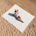 91x71 in Beach Blanket Picnic Blanket Cotton, Milky White, Waffle