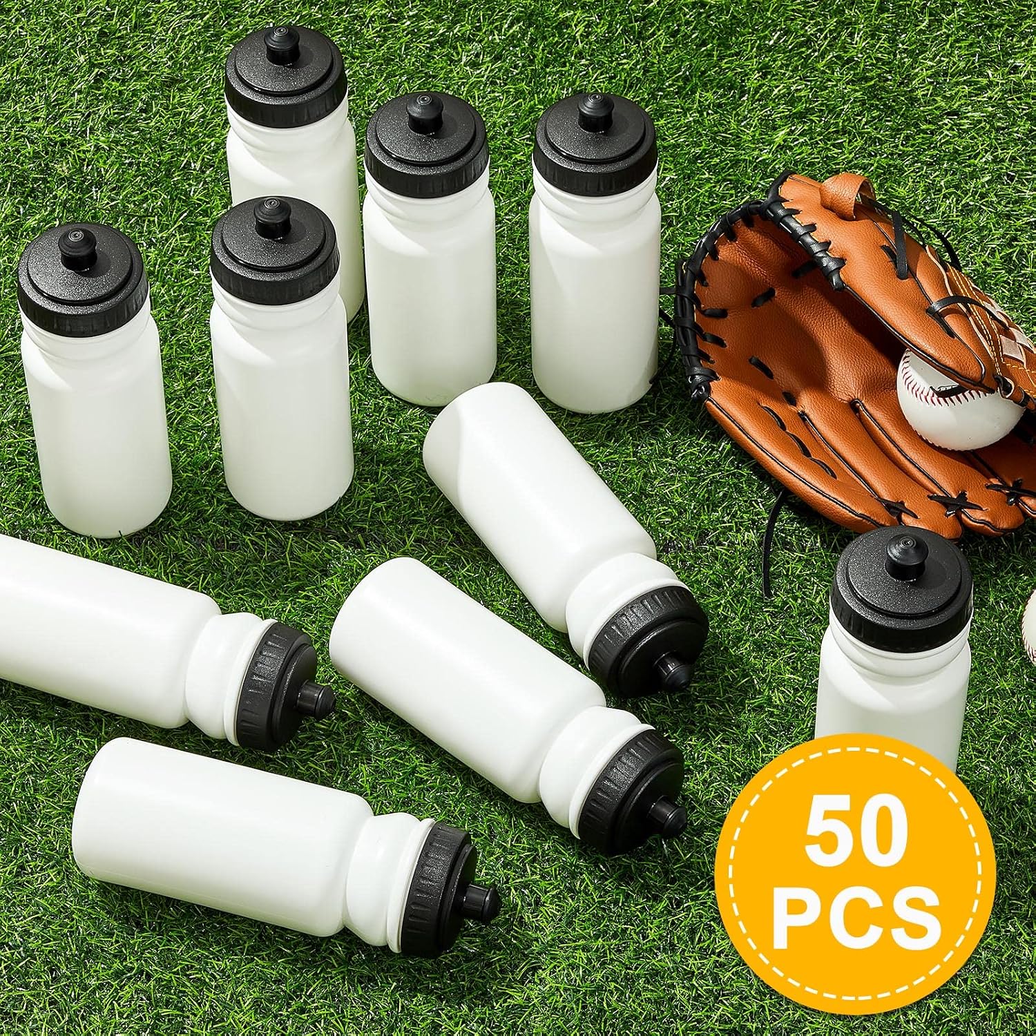 Suclain 50 Pieces Sports Water Bottles 20 oz Water Bottles