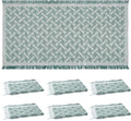 Frienda 6 Pcs Large Boho Outdoor Picnic Blanket 70" x 35" Chic Woven Cotton Yarn Beach Blanket with Fringe Washable Sandproof Portable for Picnic Camping Travel Lawn Bohemian Decor (Trendy,Green)