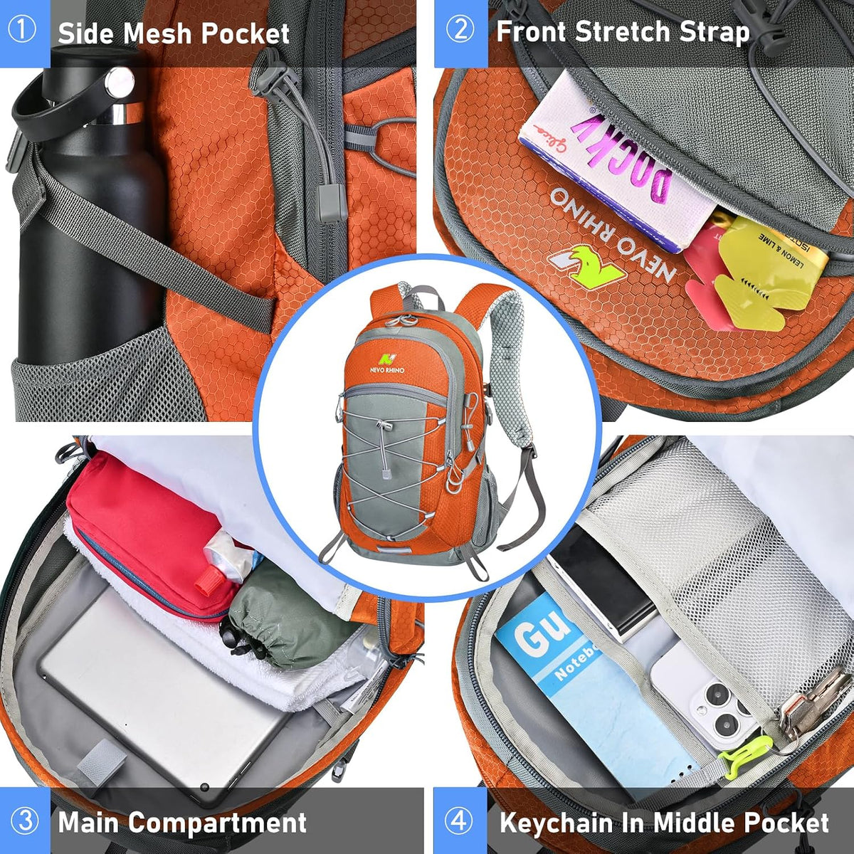 N NEVO RHINO Hiking Backpack,20L Waterproof Hiking Outdoor Daypack